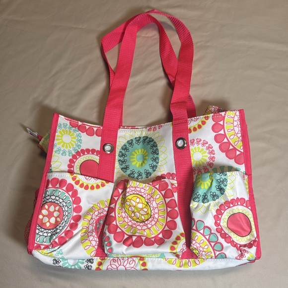 Colorful Thirty-One Organizing Zip Utility Tote in Citrus Medallion Pattern NWOT - Picture 12 of 12
